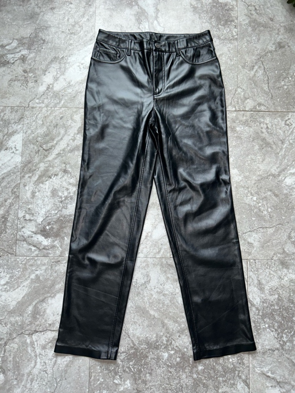 Joie Limited Edition Black Faux Leather Straight Leg Pants Women's Size 4